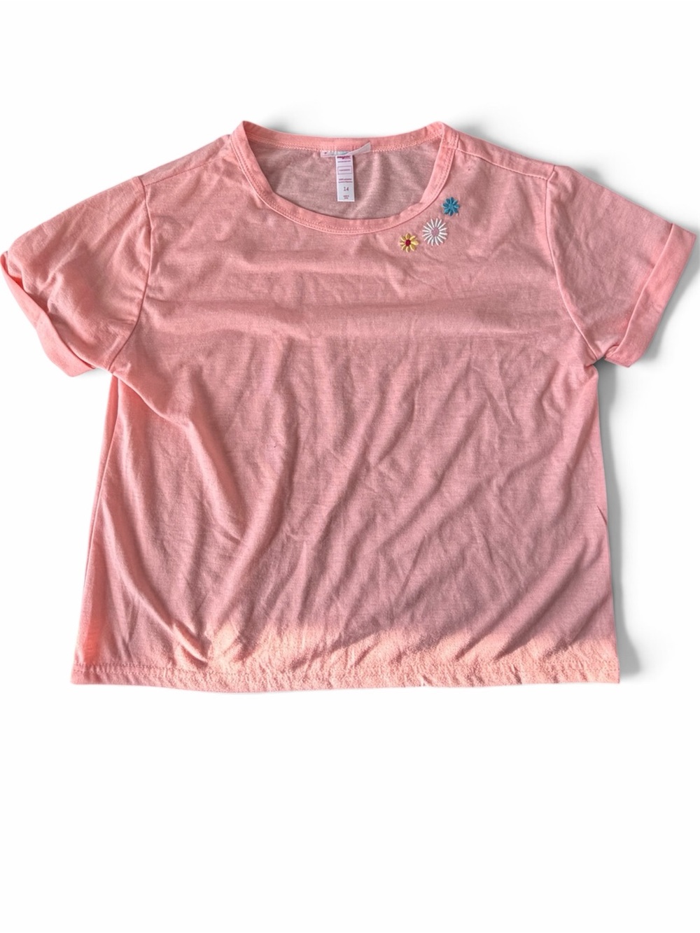 btween Pink Short-Sleeve Tee with Small Daisy Accents Girls 14